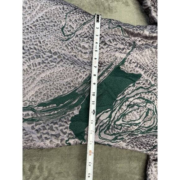 Carolina Herrera Textured Metallic Brocade Mini Dress Gray Green Floral Sz 6 - Picture 11 of 16